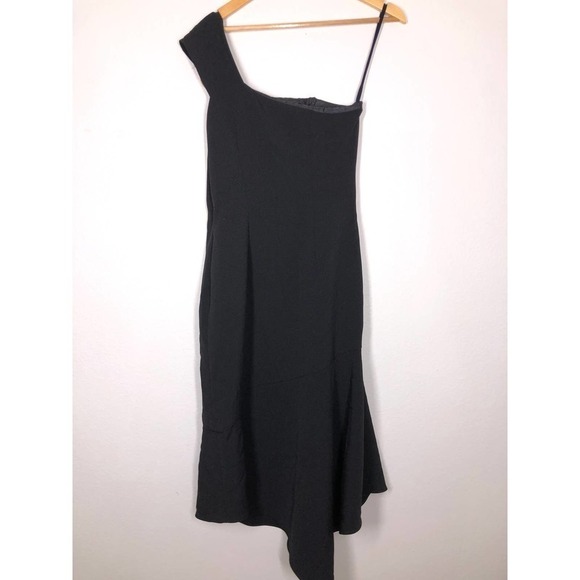 Shoshanna Eonia Dress One-Shoulder Gown Jet Midnight Stretch Crepe Sheath US 6 - Picture 8 of 11